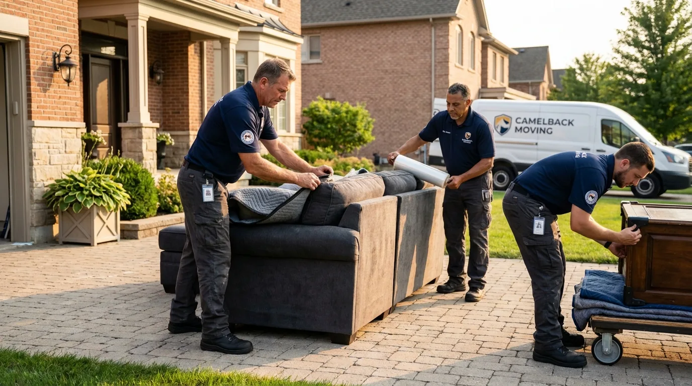 Large estate moving crew wrapping furniture in Henrietta, TX